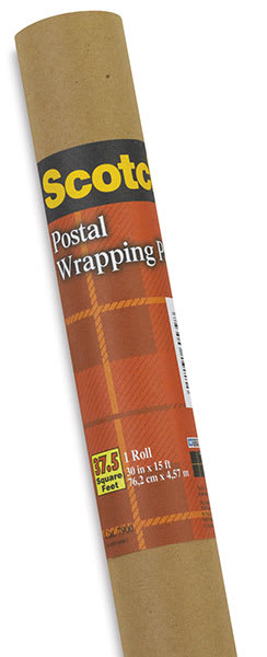 Open in modal - 3M Scotch Postal Wrapping Paper - Angled view of roll with label
