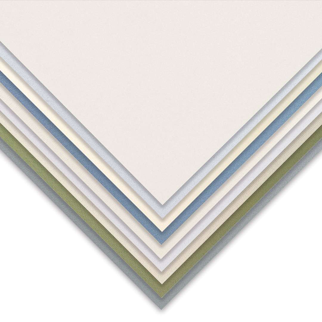 Open in modal - Crescent Berkeley Flannel Cream Core Matboard - Closeup of corner of several colors
