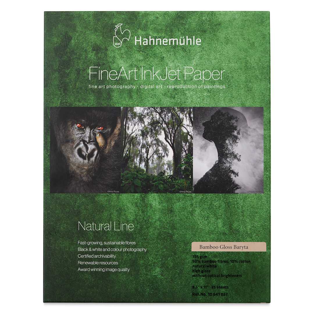 Open in modal - Hahnemühle Bamboo Gloss Baryta FineArt Inkjet Paper - 8-1/2" x 11", Pkg of 25, front of packaging