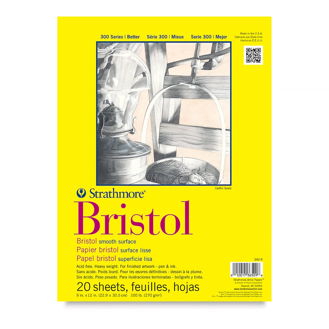 Open in modal - Strathmore 300 Series Bristol Pad - 9" x 12", Smooth, 20 Sheets