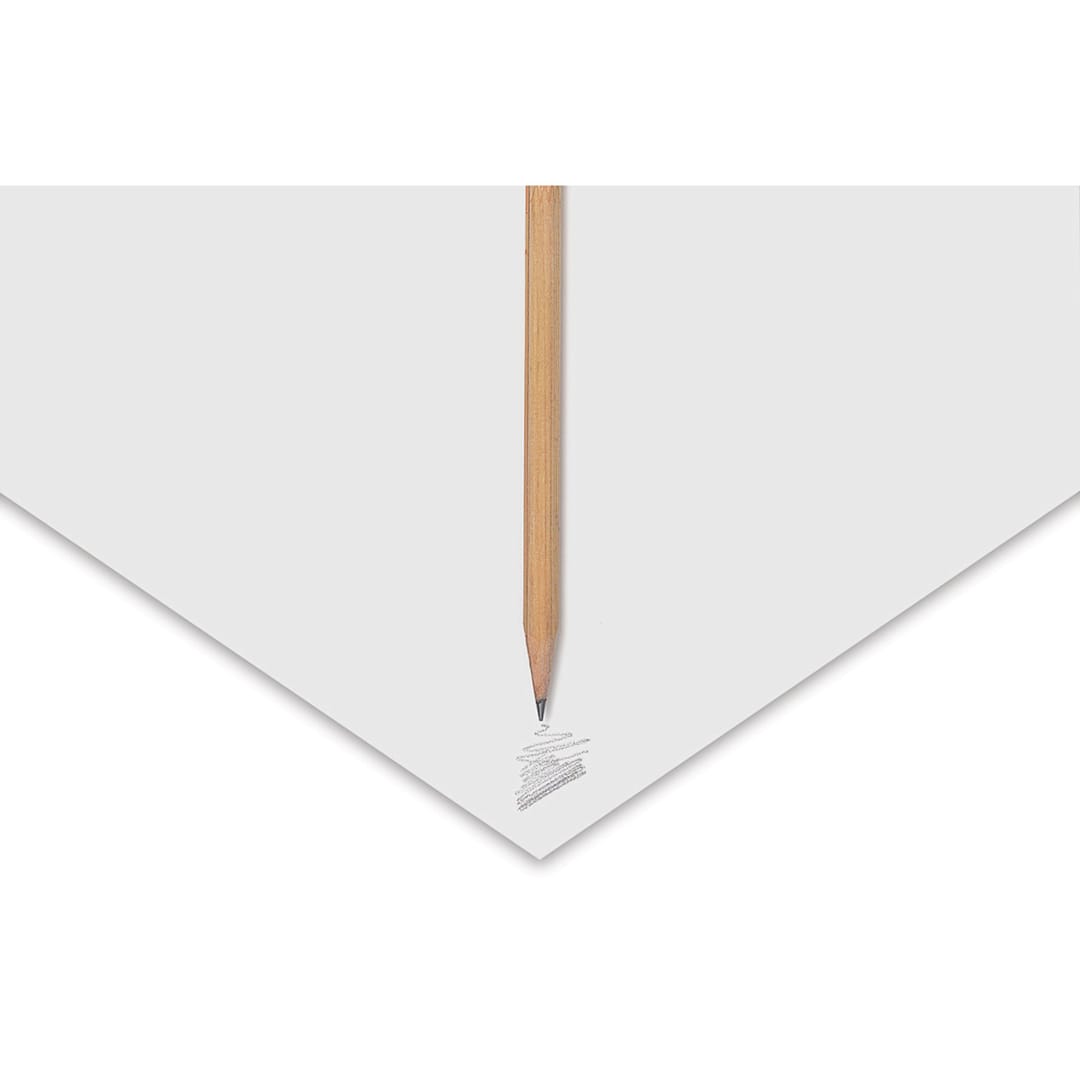 Open in modal - Strathmore 500 Series Bristol Board - 20" x 30", 3-ply, Plate, Sheet - Corner of sheet with pencil to show color and texture