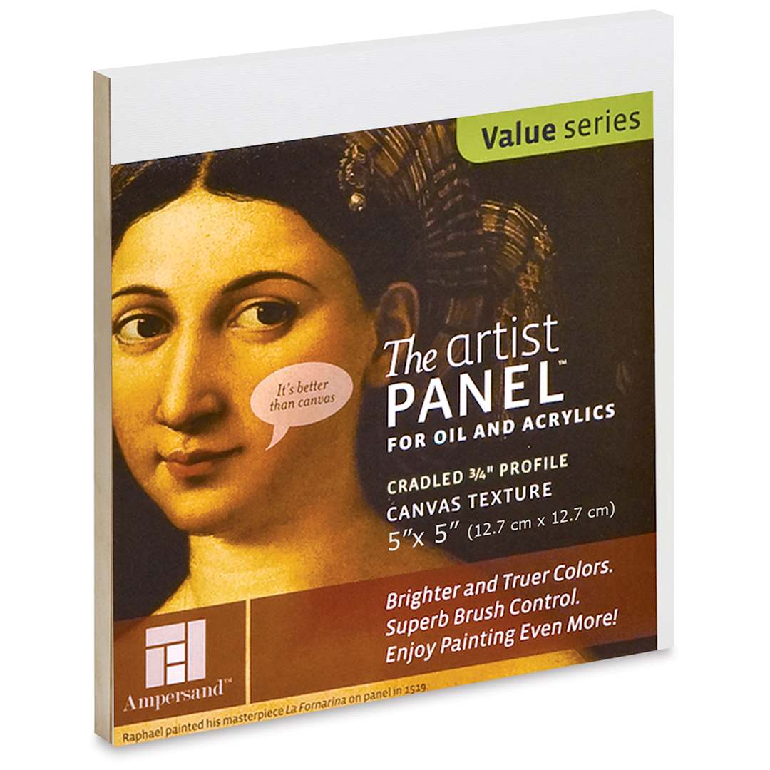 Open in modal - Ampersand Value Series Artist Panel - Textured, 5" x 5", 3/4" Cradle