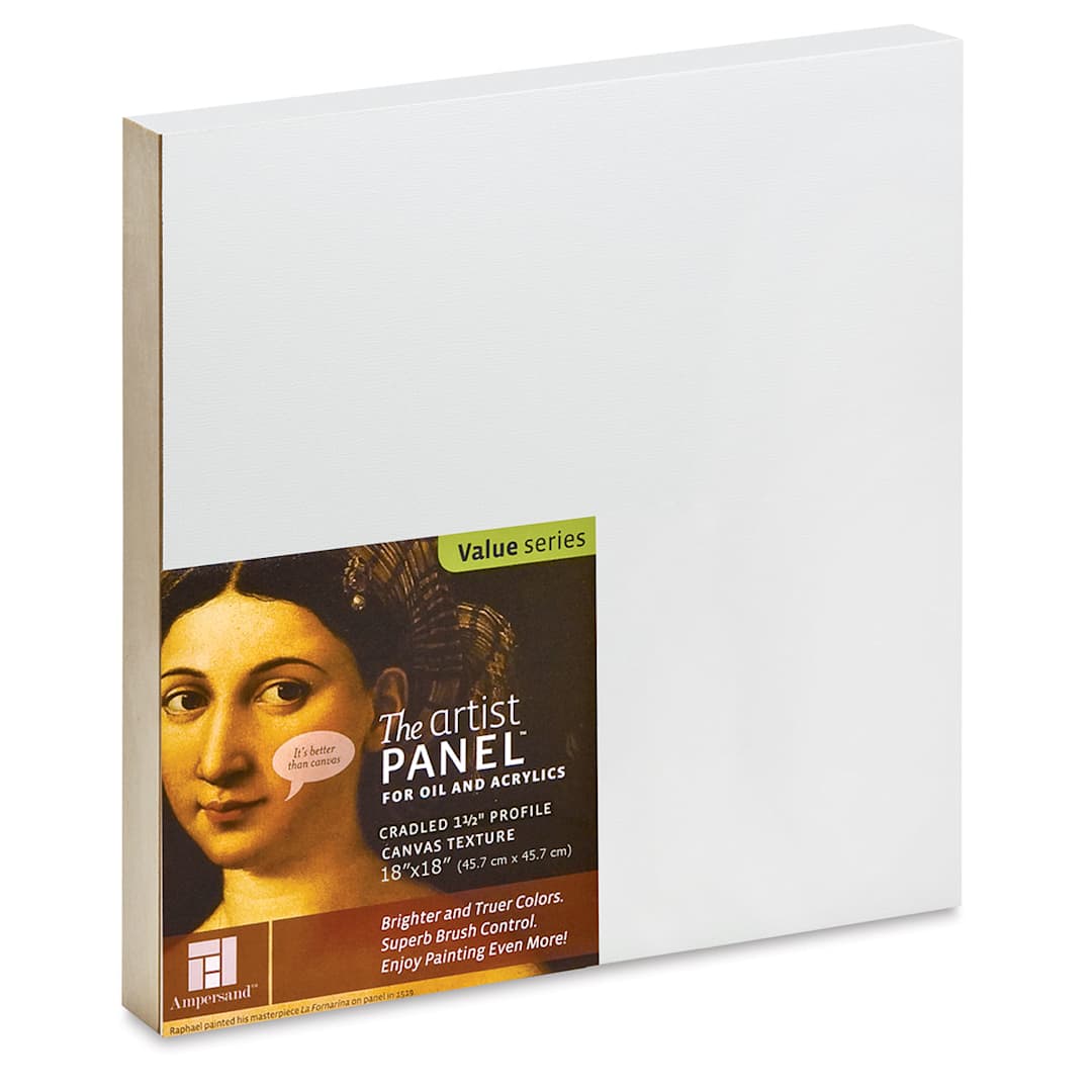 Open in modal - Ampersand Value Series Artist Panel - Textured, 18" x 18", 1-1/2" Cradle