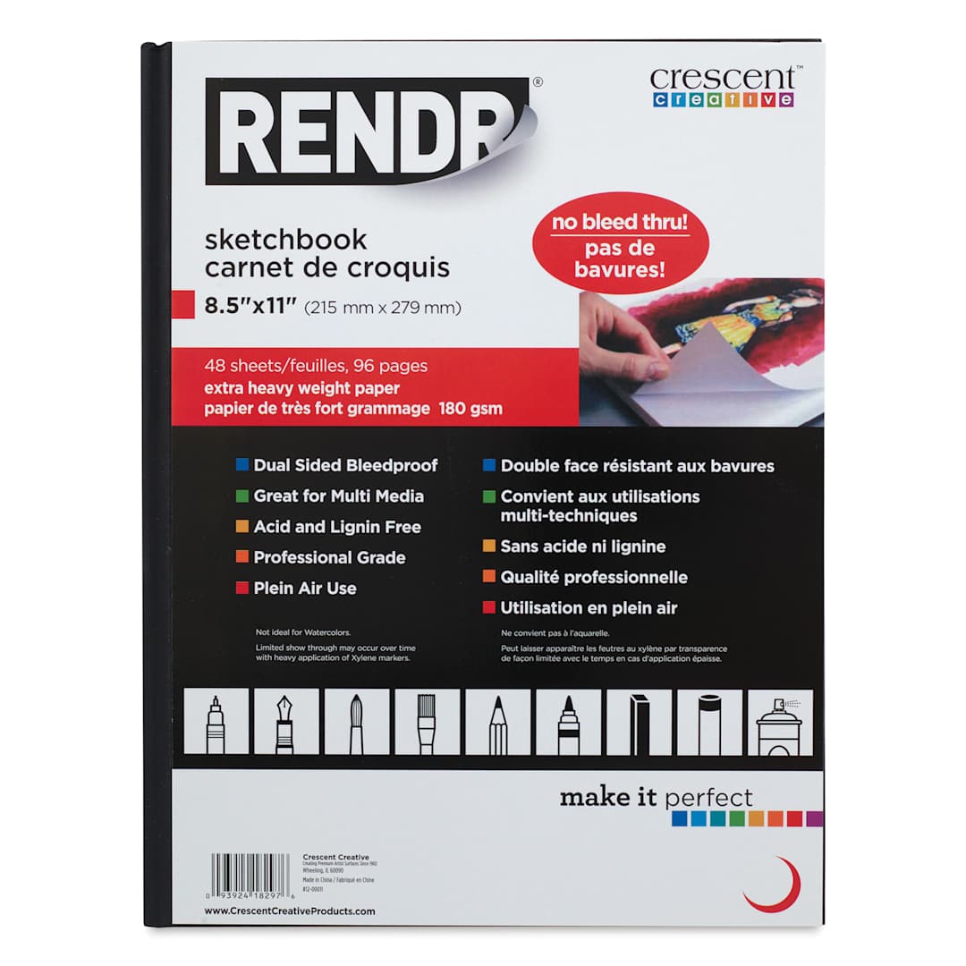 Open in modal - Crescent Rendr Hardbound Sketchbook - 8-1/2" x 11", front cover