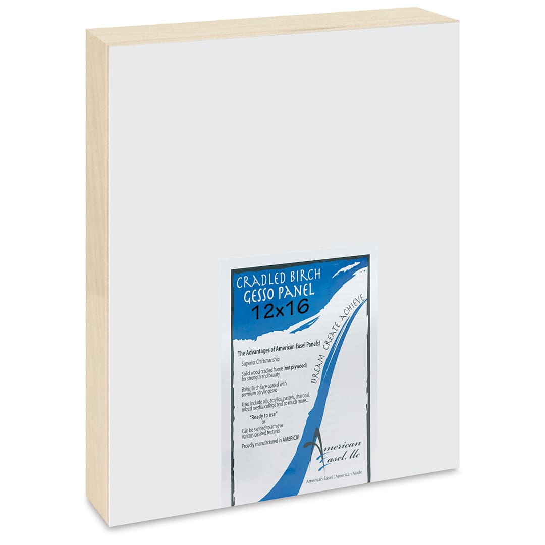 Open in modal - American Easel Gessoed Wood Painting Panel - 12" x 16", 1-5/8 Deep Cradle