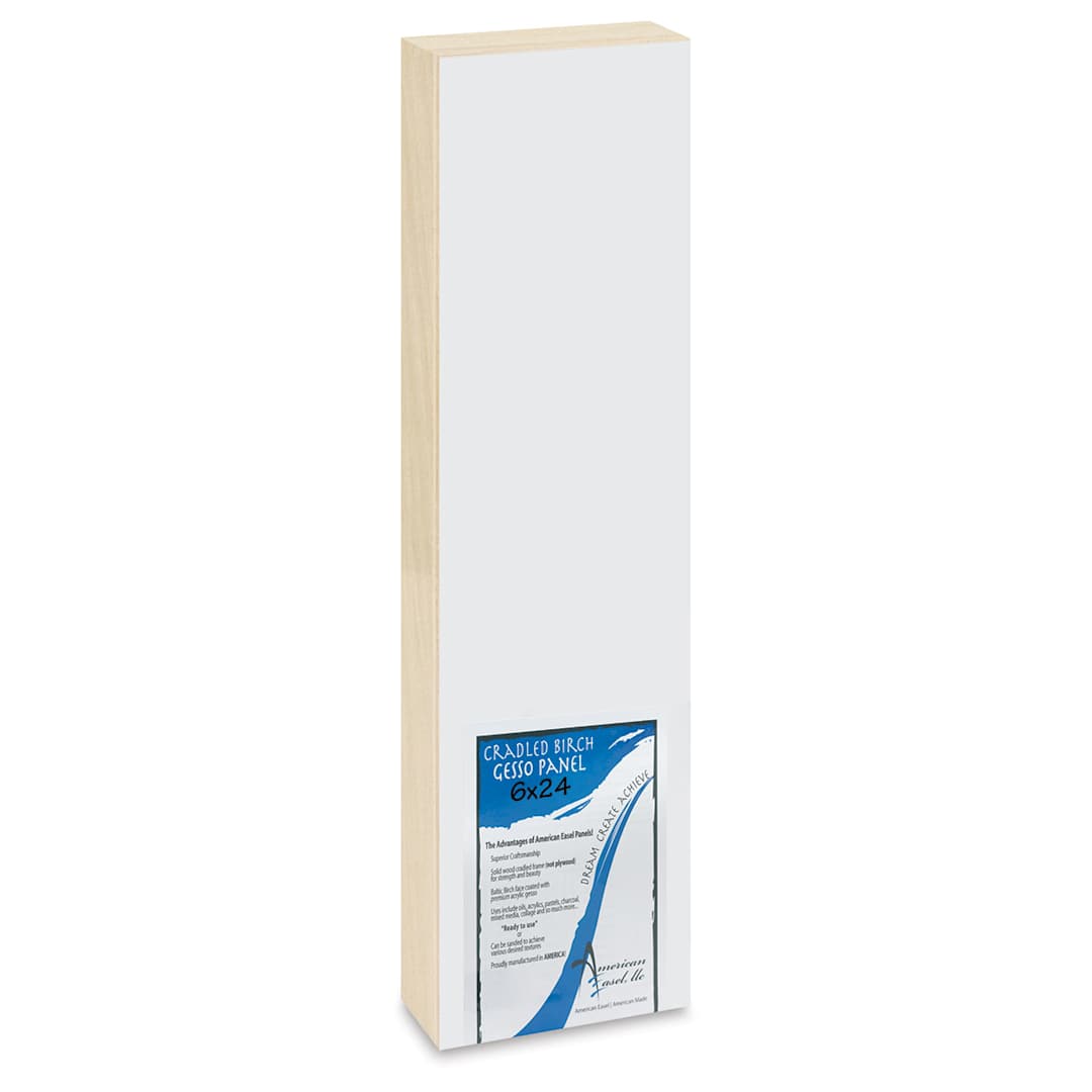 Open in modal - American Easel Gessoed Wood Painting Panel - 6" x 24", 1-5/8" Deep Cradle