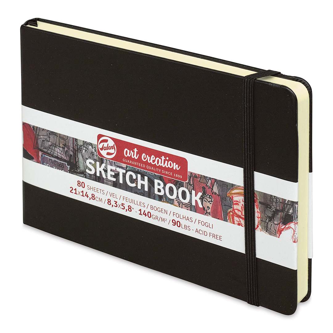 Open in modal - Talens Art Creations Sketchbook - Black, 5.8" x 8.3", Landscape (side view)
