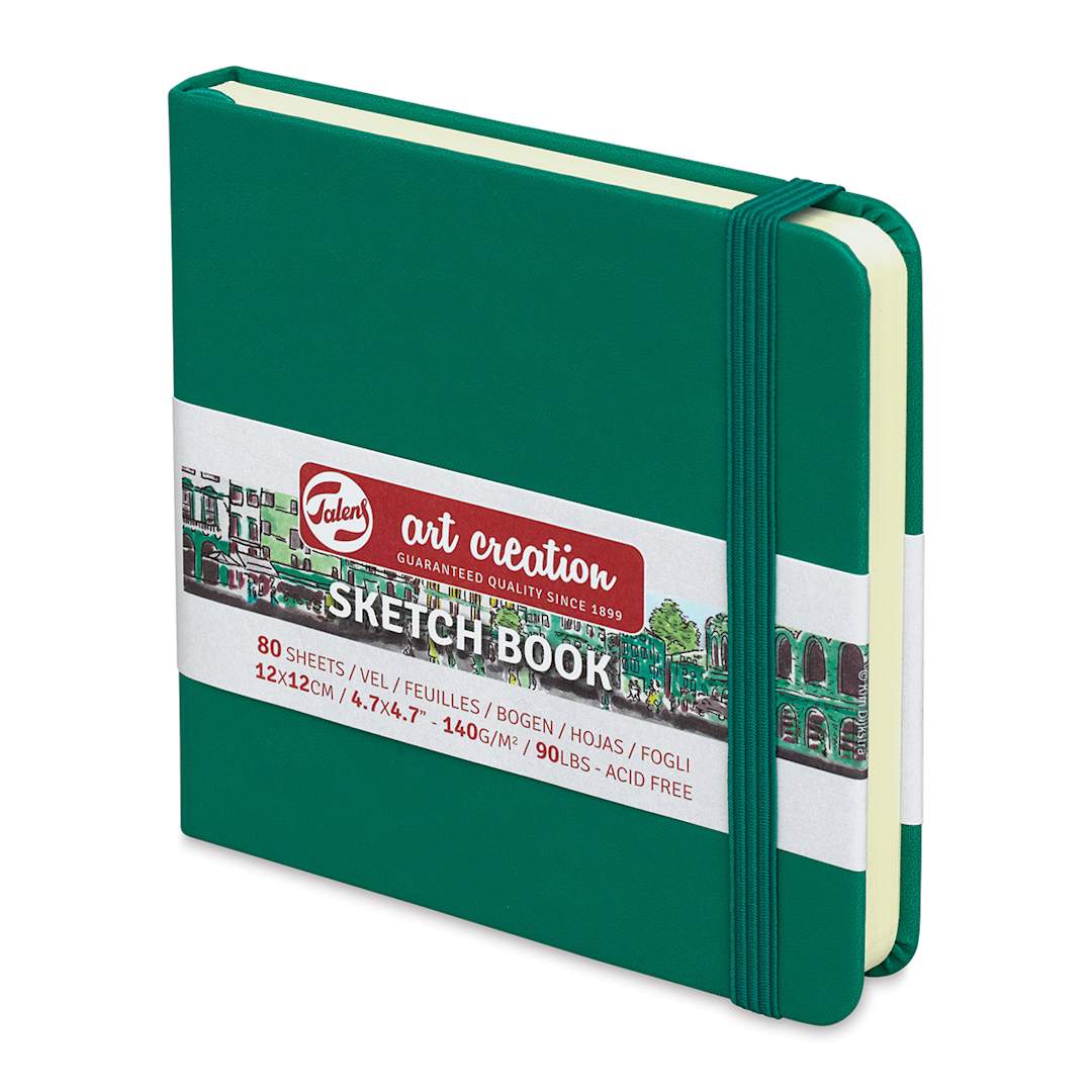 Open in modal - Talens Art Creations Sketchbook - Forest Green, 4.7" x 4.7" (side view)