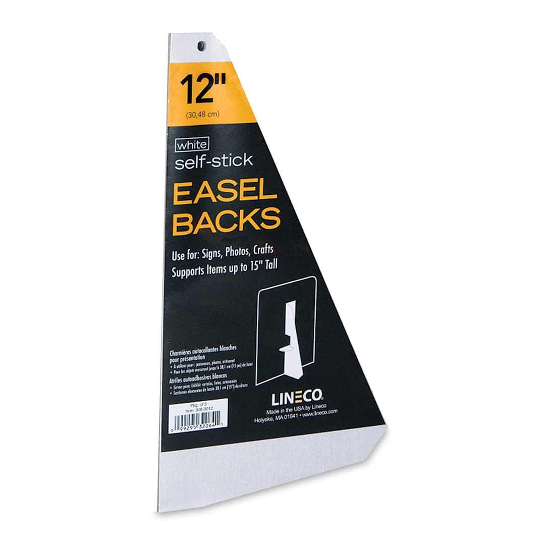 Open in modal - Lineco Self-Stick Easel Backs - 12", White, Self-Stick, Pkg of 5