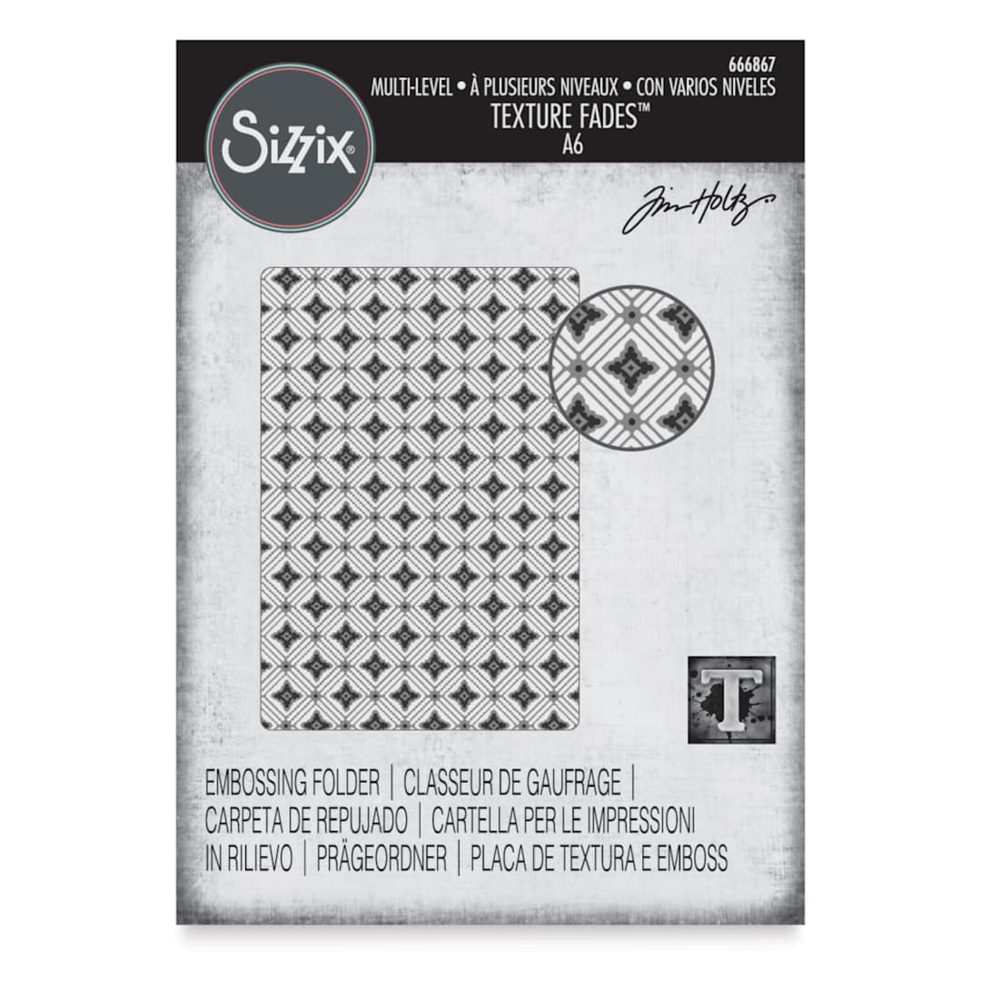 Open in modal - Sizzix Multi Level Textured Impressions Embossing Folder - Vault Diamonds, 4-1/2" x 6-1/2" front of packaging