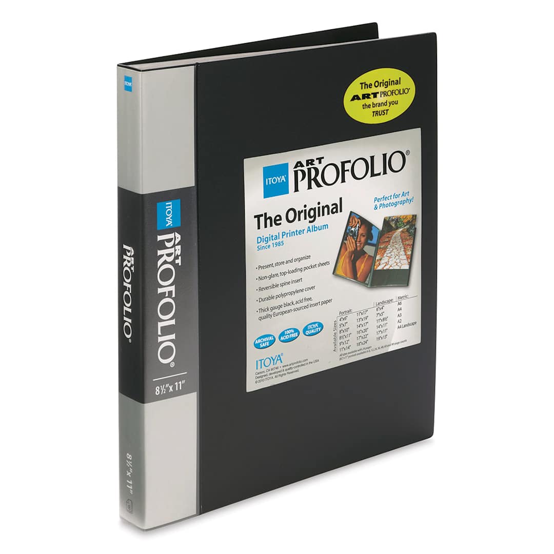 Open in modal - Itoya I-Series Art Profolio - 8 1/2" x 11", Black, Portrait, 48 Pages