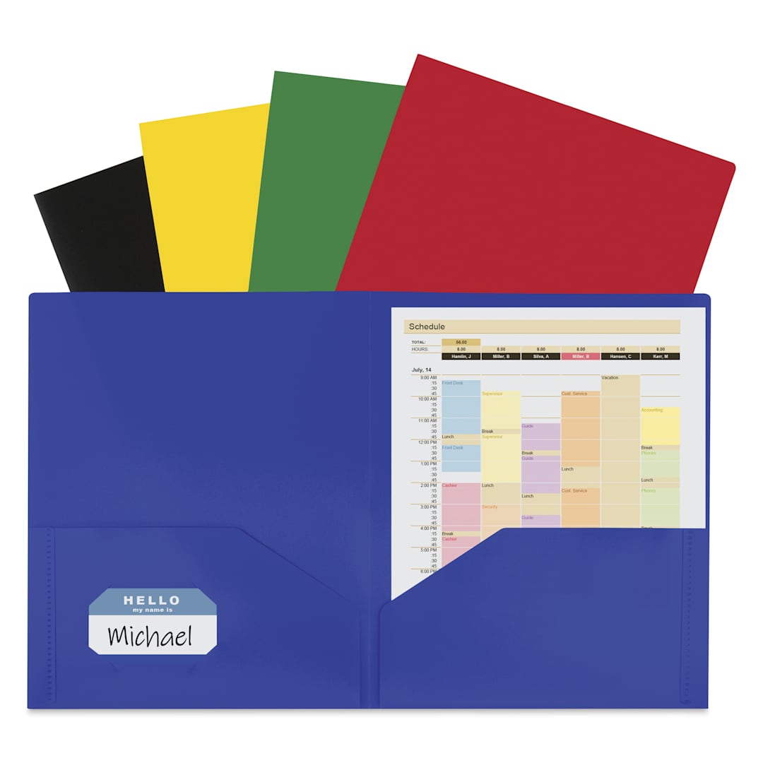 Open in modal - C Line Two-Pocket Folders - Assorted, 8-1/2" x 11", Pkg of 10