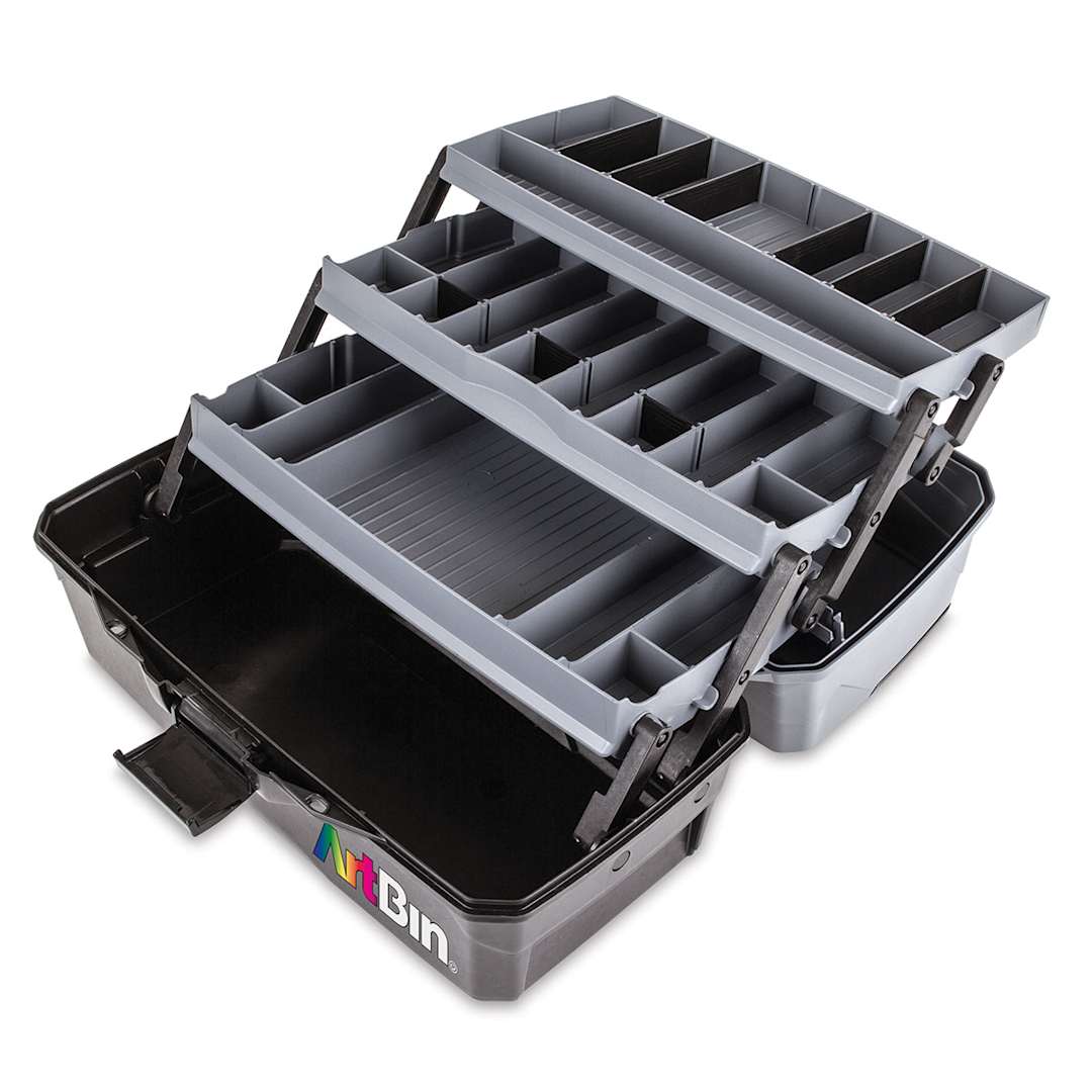 Open in modal - ArtBin Essentials Box - Art/Craft Box, Three Trays (box open to show inside layout)