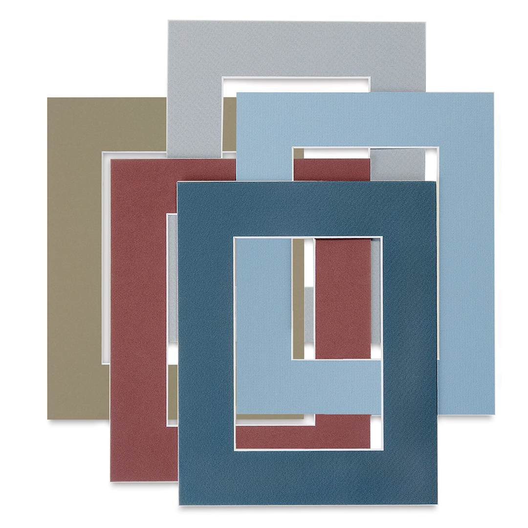 Open in modal - Blick White Core Pre-Cut Mats -A variety of Color mats shown stacked