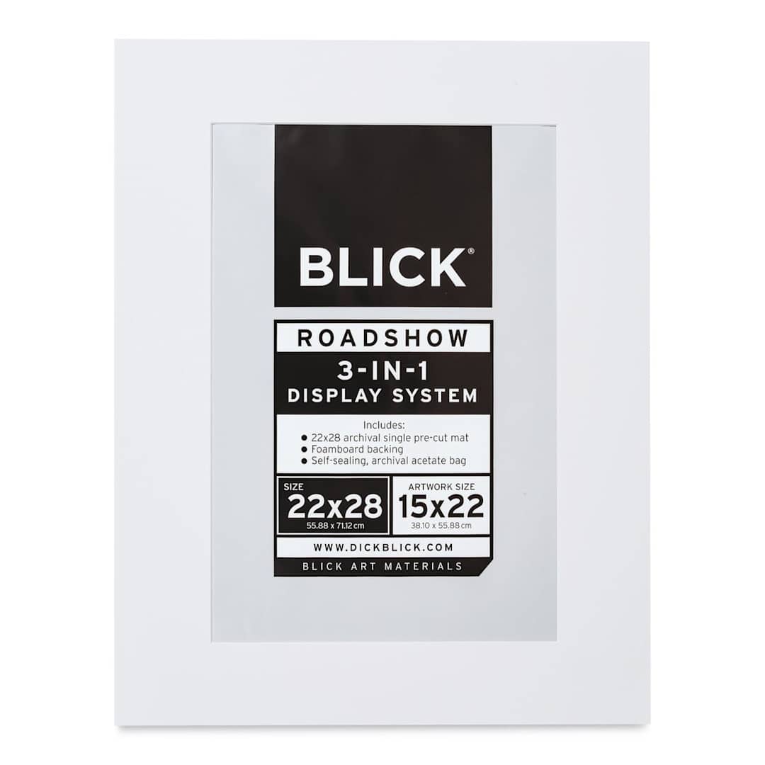 Open in modal - Blick Roadshow 3-in-1 System - White, Single Mat, 22" x 28" (14-3/4" x 21-3/4" Opening)