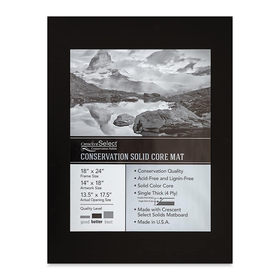 Open in modal - Crescent Select Conservation Solids Pre-Cut Mat - Deep Black, 4 ply, 18" x 24"