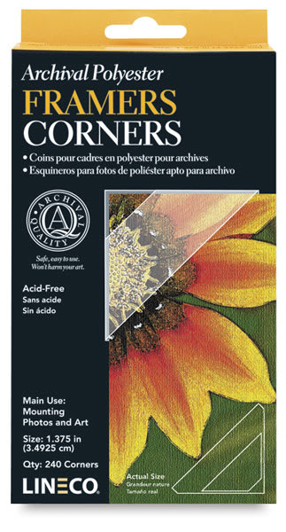 Open in modal - Lineco Archival Mounting Corners - Front view of package of 240 Framers Corners