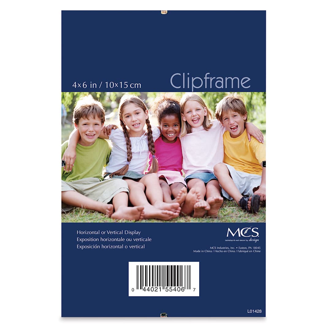 Open in modal - MCS Clip Frames - Front of 4" x 6" frame showing label