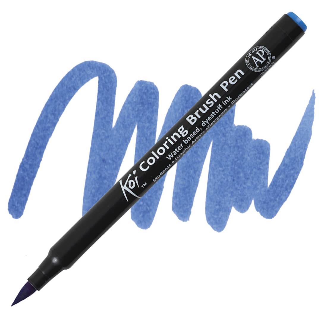 Open in modal - Sakura Koi Coloring Brush Pen - Steel Blue pen and swatch