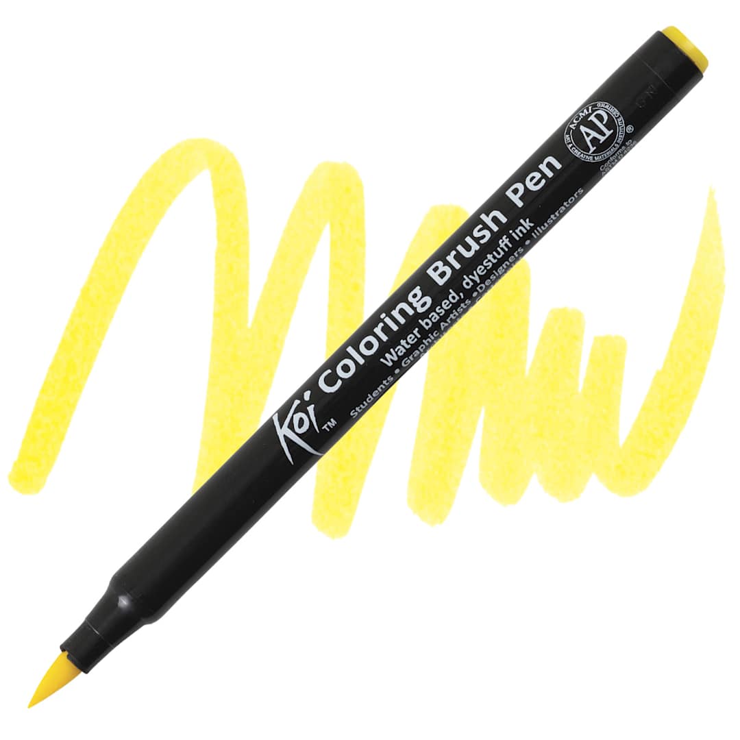 Open in modal - Sakura Koi Coloring Brush Pen - Yellow pen and swatch