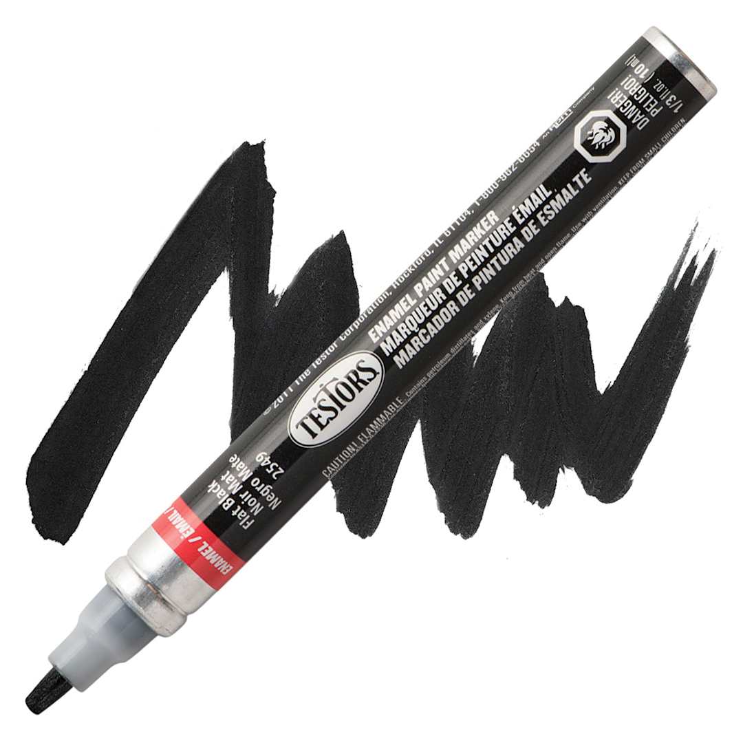 Open in modal - Testors Enamel Paint Marker - Flat Black marker and swatch