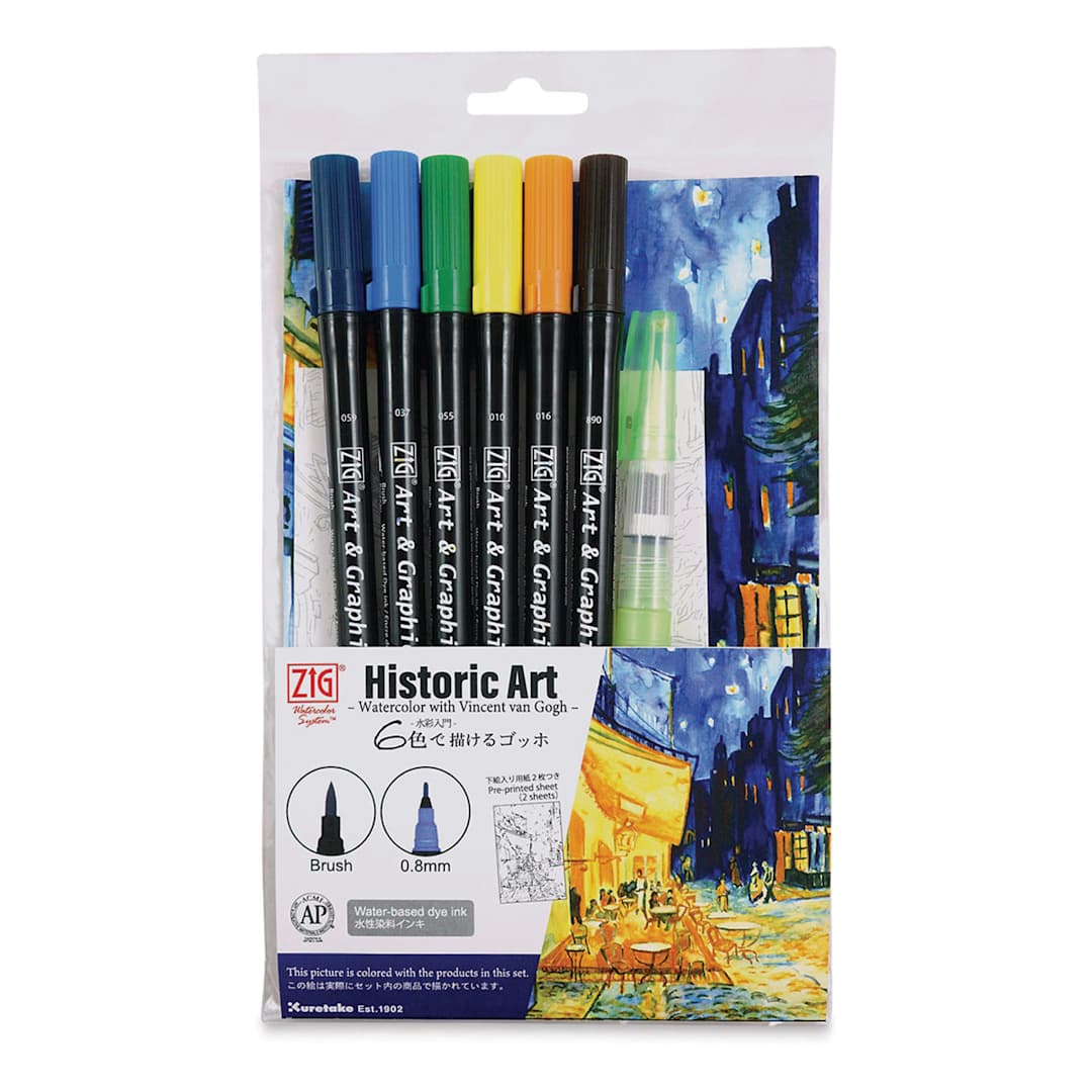 Open in modal - Kuretake Zig Historic Art Watercolors with Vincent Van Gogh - featuring Kuretake Zig Art & Graphic Twin Markers