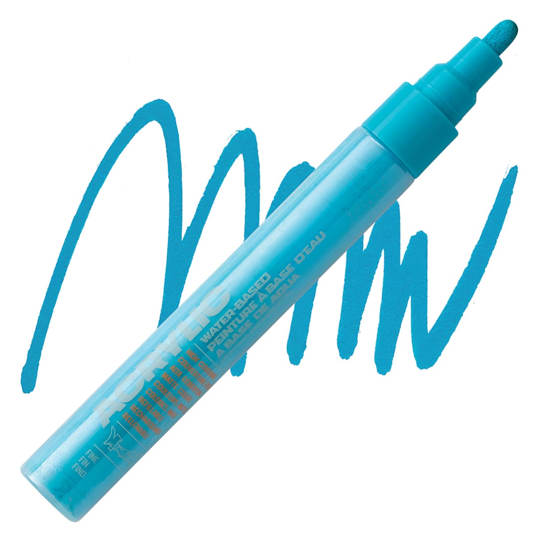 Open in modal - Montana Acrylic Marker - 2 mm, 100% Cyan marker and swatch