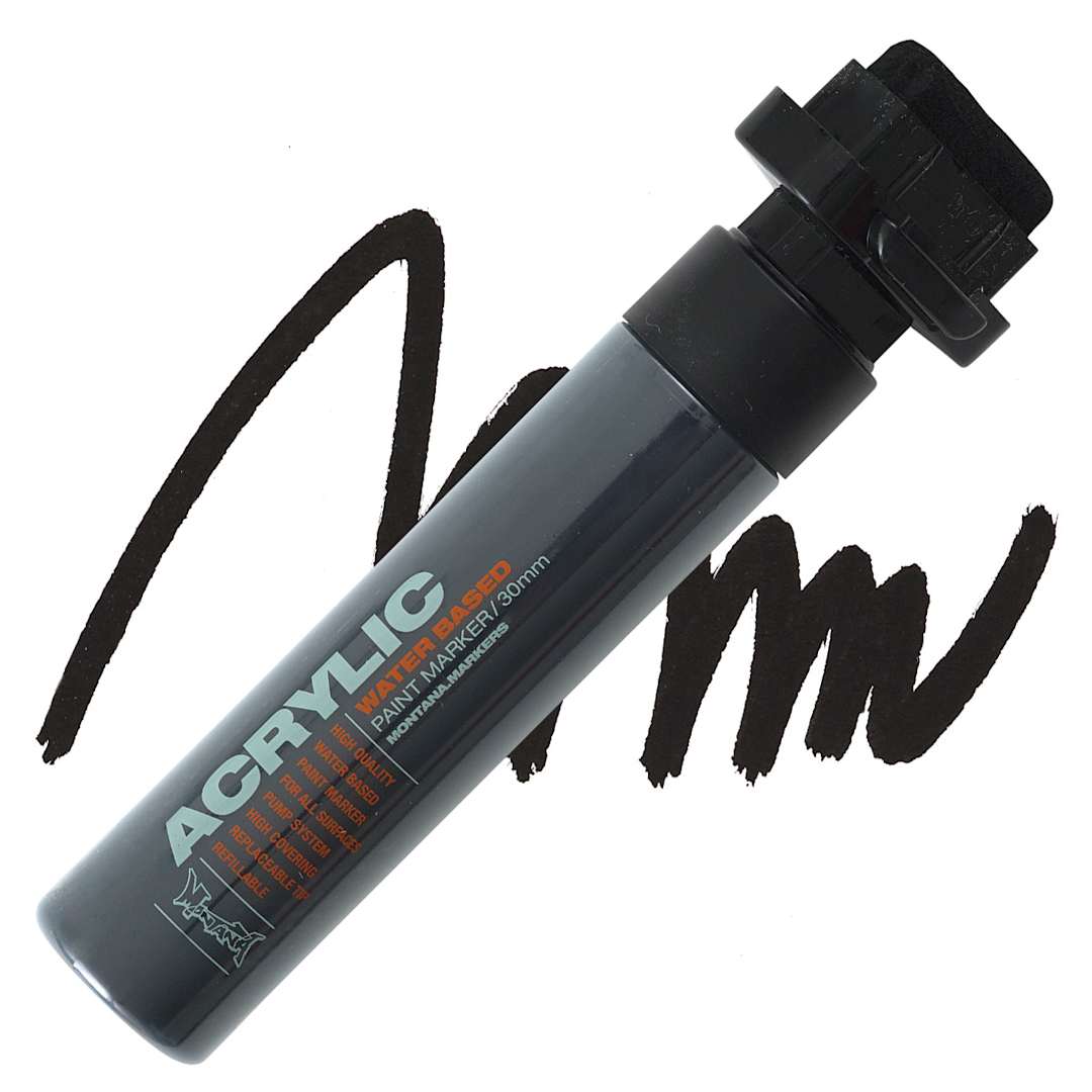 Open in modal - Montana Acrylic Marker - 30 mm Tip, Shock Black marker and swatch
