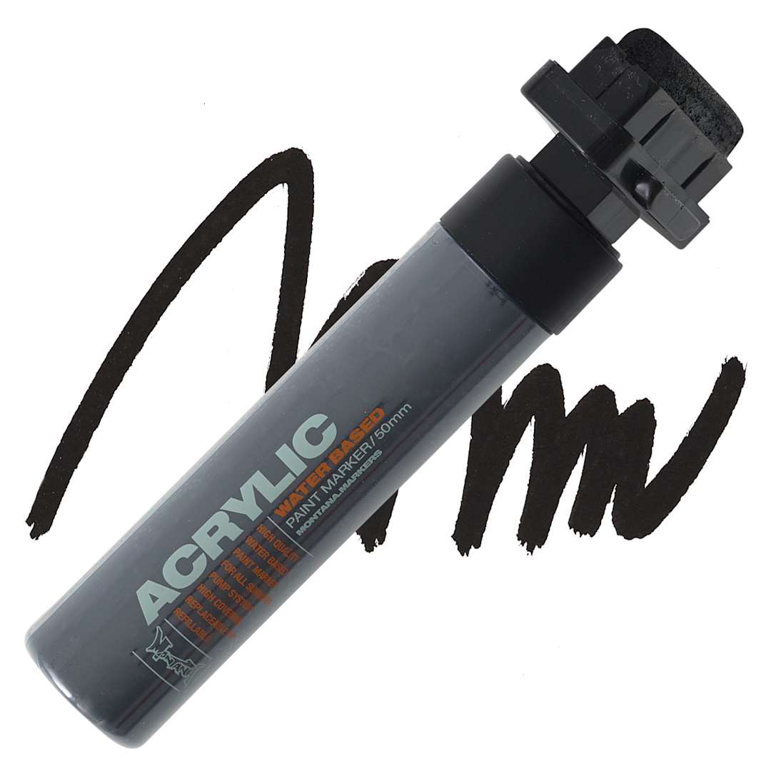 Open in modal - Montana Acrylic Marker - 50 mm Tip, Shock Black marker and swatch