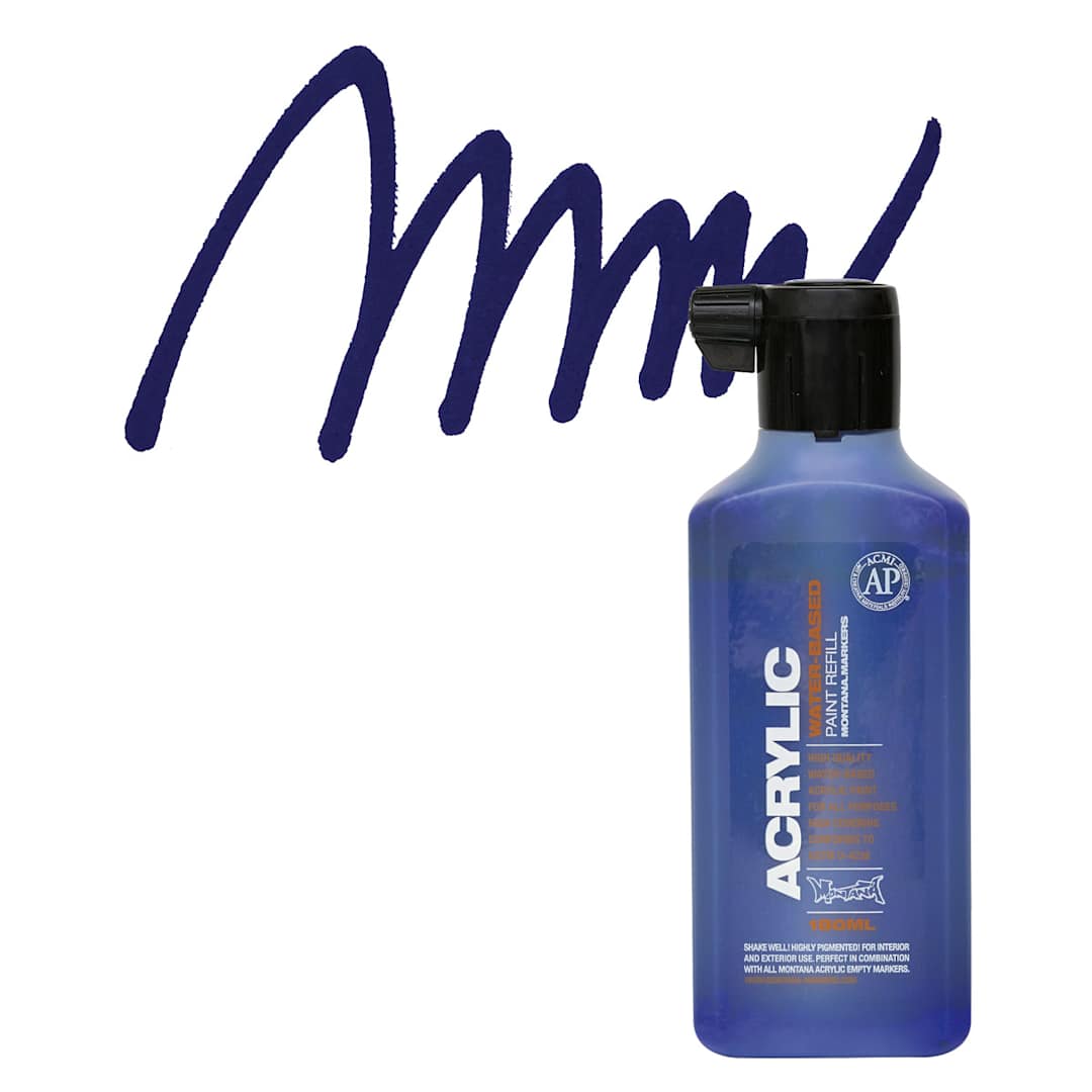 Open in modal - Montana Acrylic Marker Refill - 180 ml, Shock Blue Dark, Refill and swatch