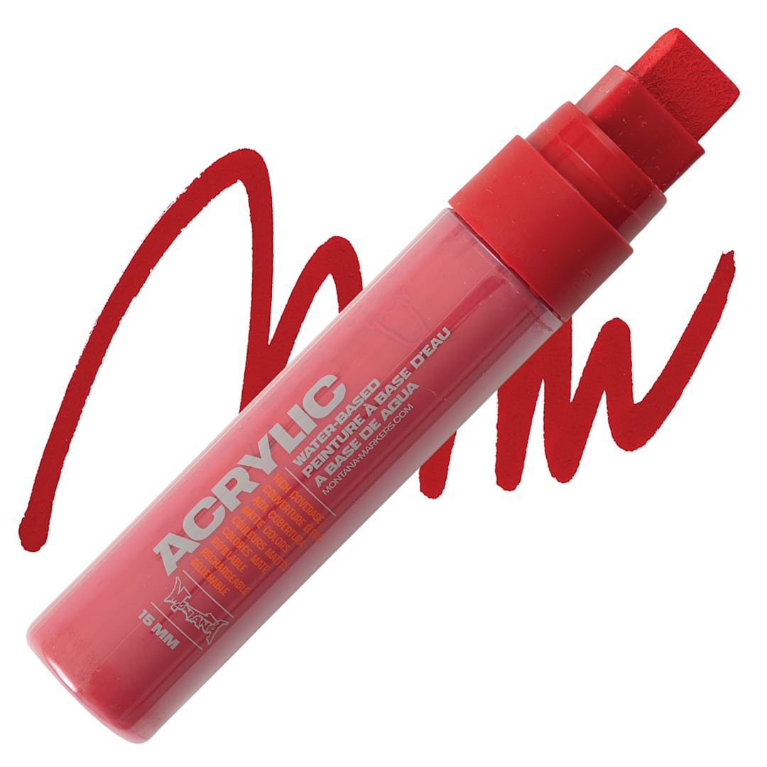 Open in modal - Montana Acrylic Marker - 15 mm Tip, Shock KENT Blood Red marker and swatch