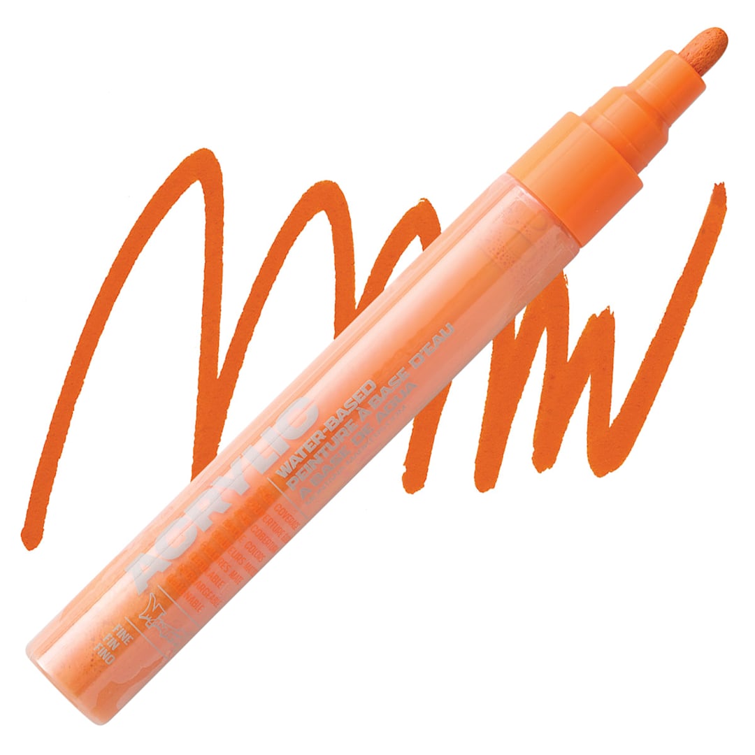 Open in modal - Montana Acrylic Marker - 2 mm Tip, Shock Orange marker and swatch