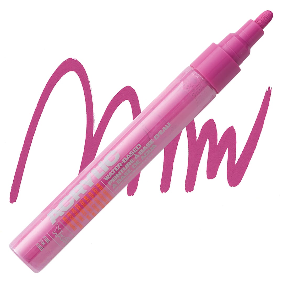 Open in modal - Montana Acrylic Marker - 2 mm Tip, Shock Pink marker and swatch
