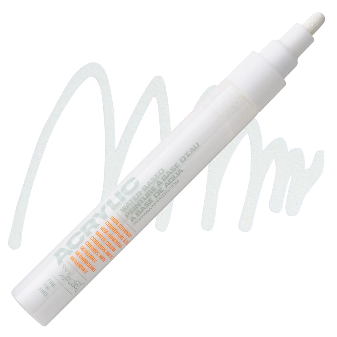 Open in modal - Montana Acrylic Marker - 2 mm Tip, Shock White marker and swatch