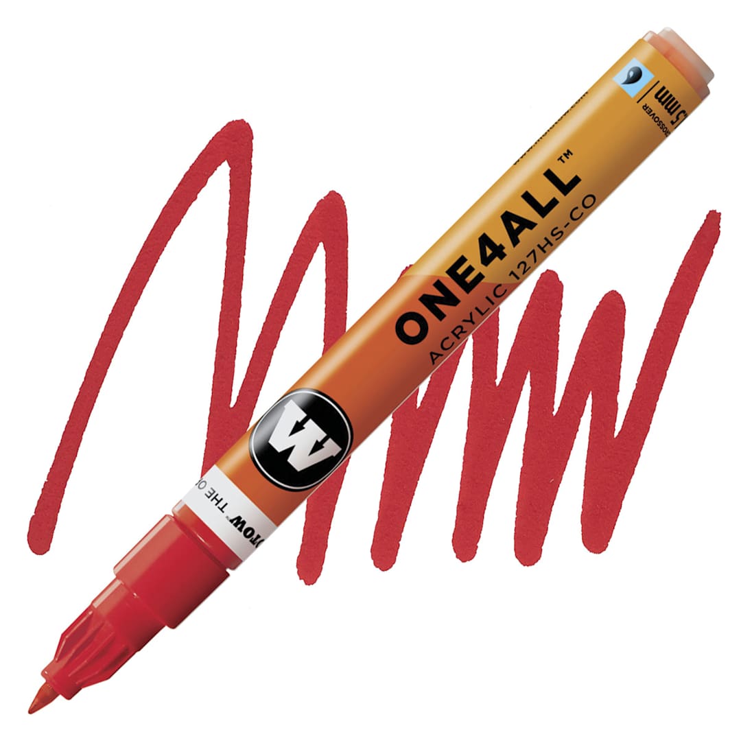 Open in modal - Molotow One4All Acrylic Marker - 1.5 mm Tip, Traffic Red marker and swatch