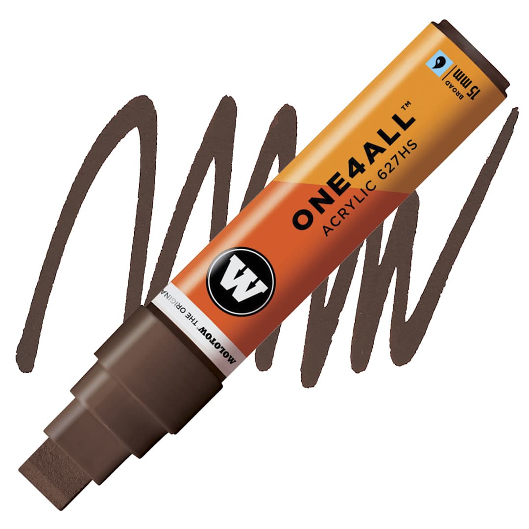 Open in modal - Molotow One4All Acrylic Marker - 15 mm Tip , Hazelnut, Square Tip marker and swatch