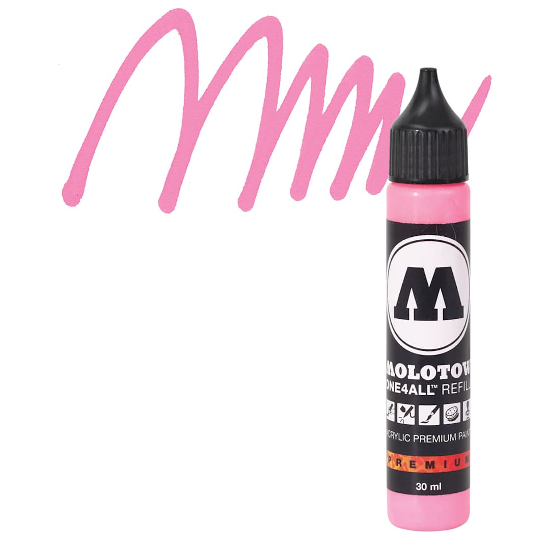Open in modal - Molotow One4All Acrylic Marker Refill - 30 ml, Neon Pink and swatch