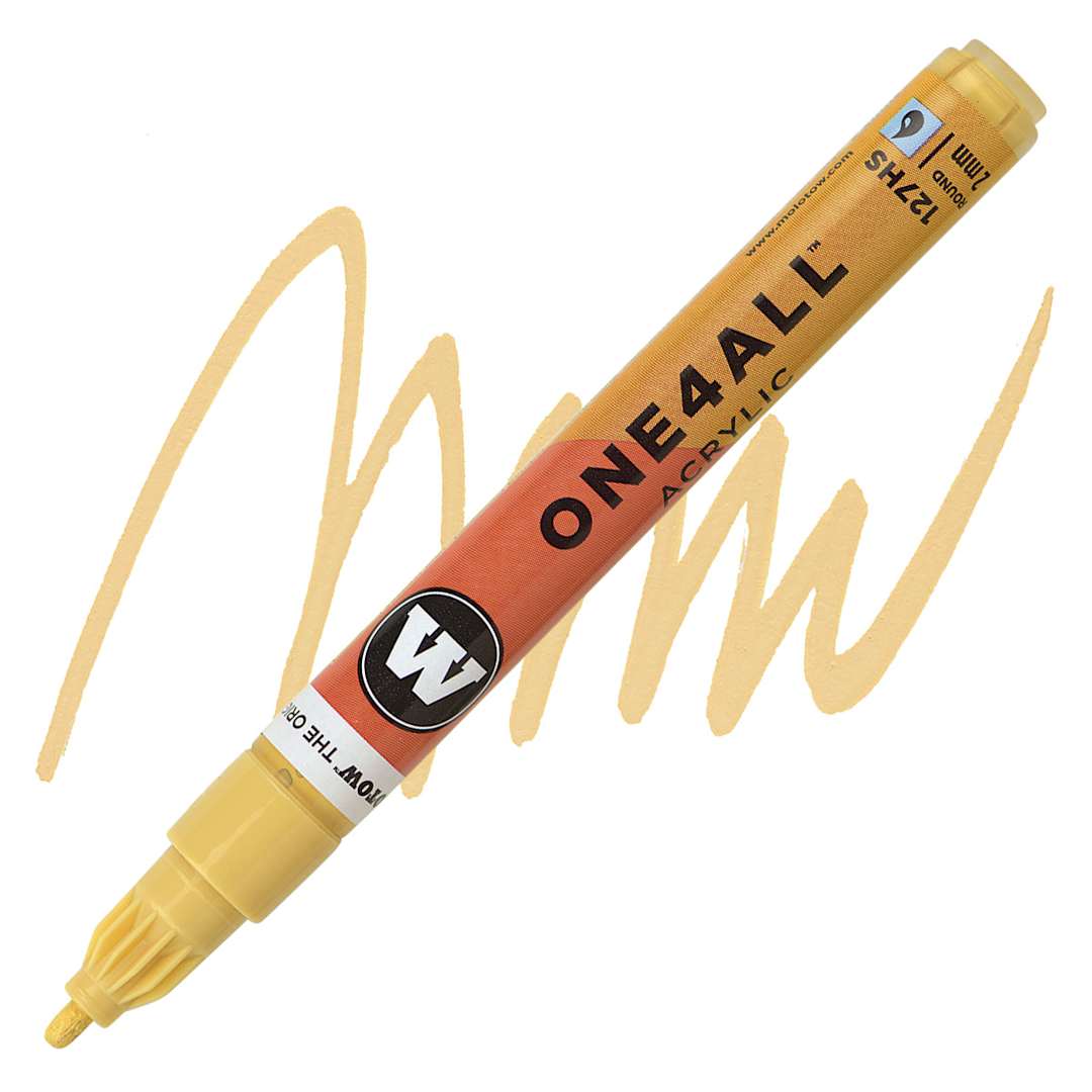 Open in modal - Molotow One4All Acrylic Marker - 2 mm Tip, Sahara Beige Pastel, Bullet Tip marker and swatch