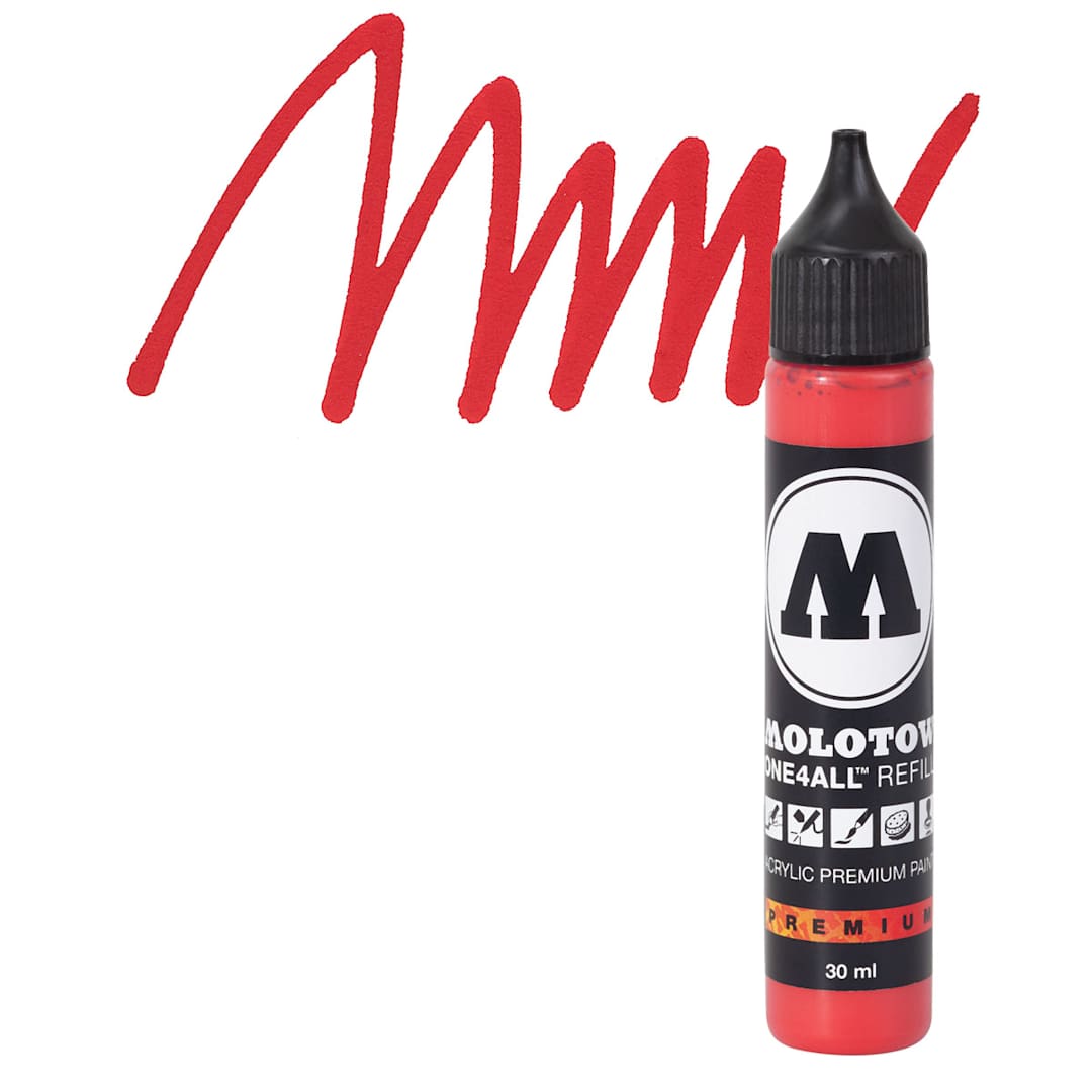 Open in modal - Molotow One4All Acrylic Marker Refill - 30 ml, Traffic Red and swatch