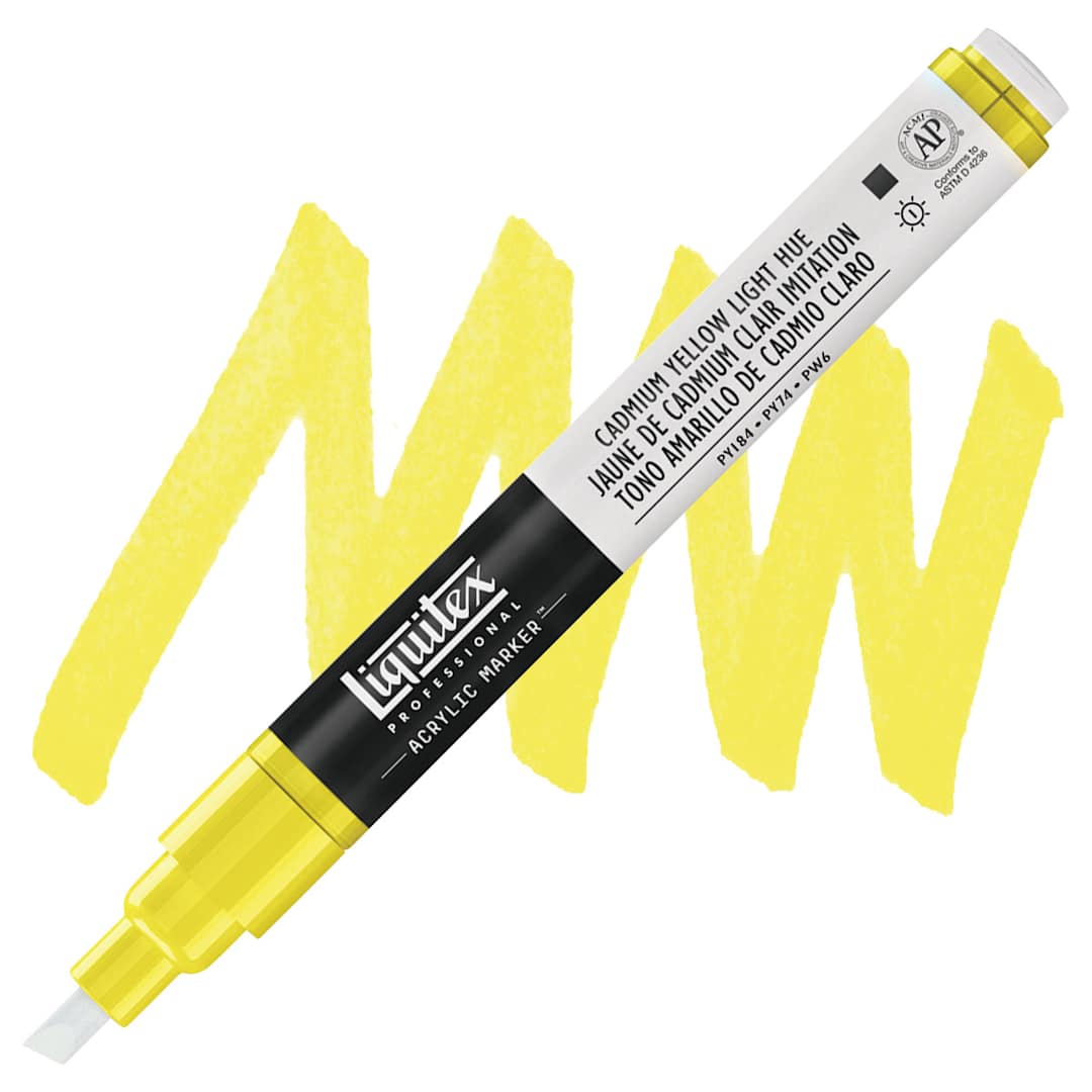 Open in modal - Liquitex Paint Marker - Cadmium Yellow Light Hue, 2mm Tip marker and swatch