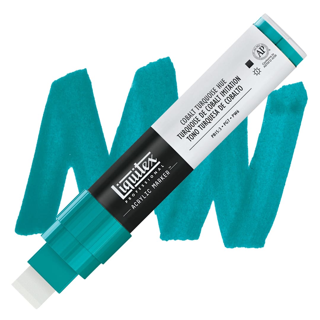 Open in modal - Liquitex Paint Marker - Cobalt Turquoise Hue, 15mm Tip marker and swatch