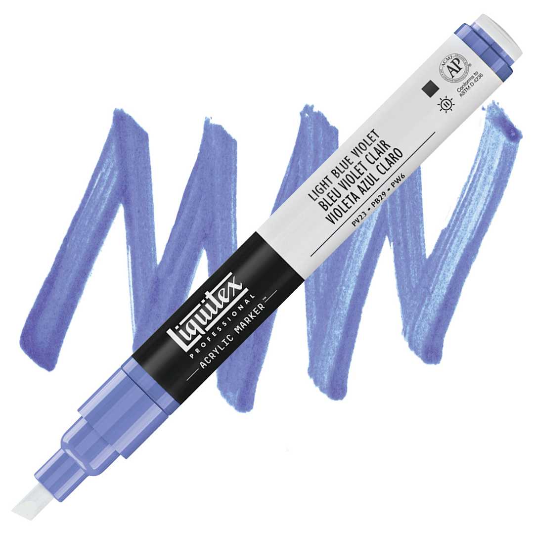 Open in modal - Liquitex Paint Marker - Light Blue Violet, 2mm Tip marker and swatch