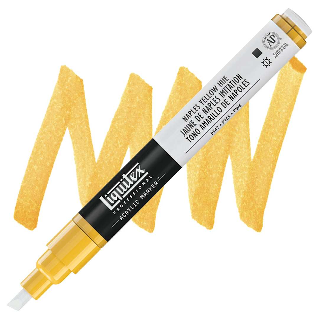 Open in modal - Liquitex Paint Marker - Naples Yellow Hue, 2mm Tip marker and swatch