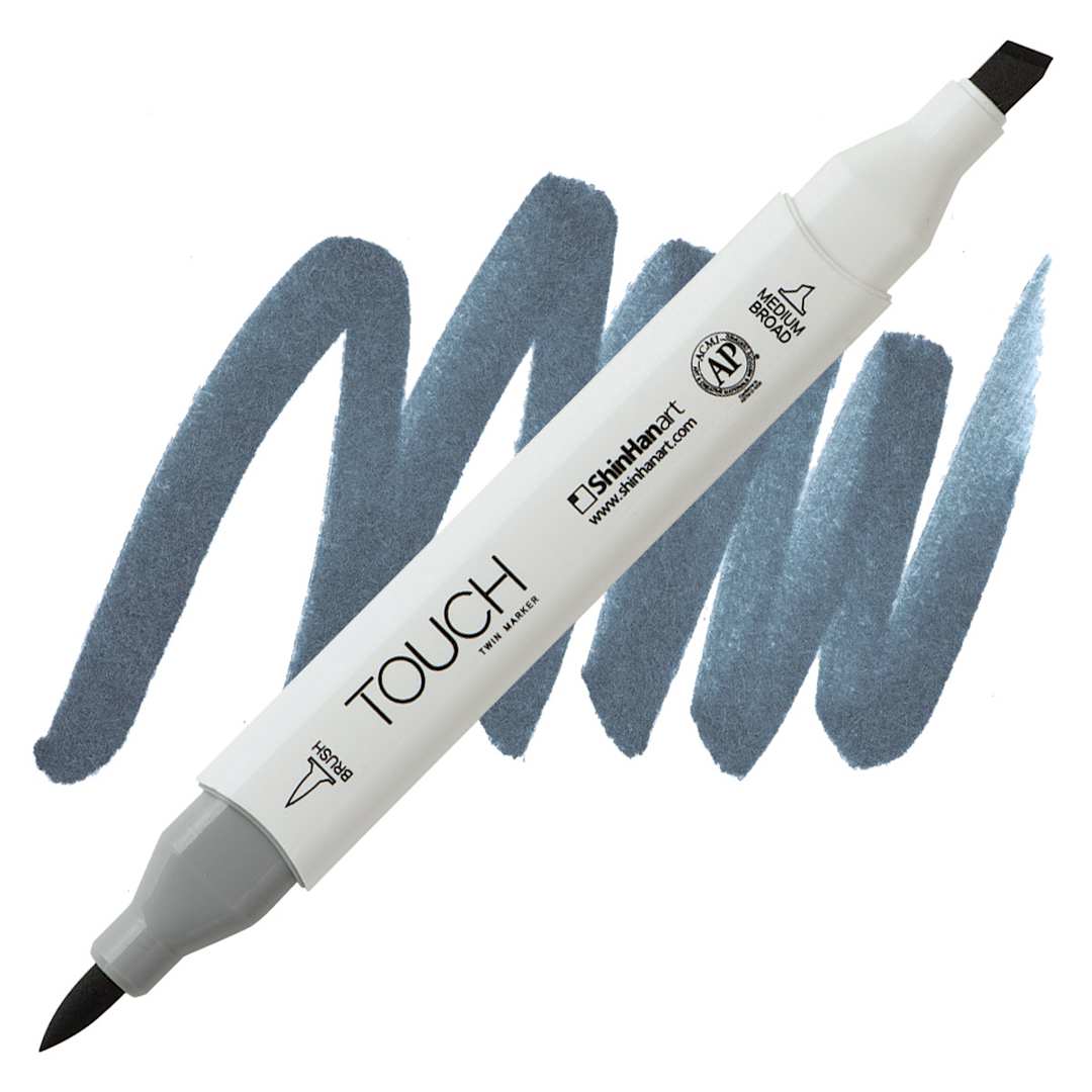 Open in modal - Shinhan Touch Twin Brush Marker - Blue Grey 7 marker and swatch
