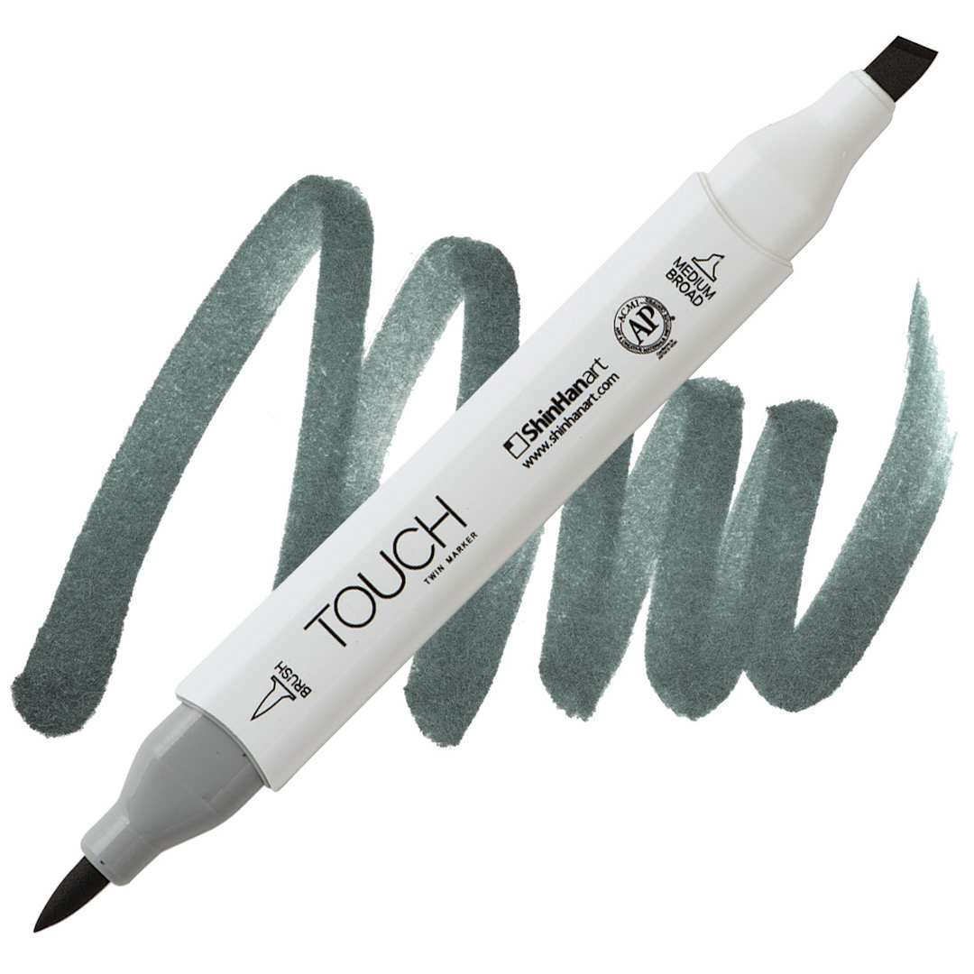 Open in modal - ShinHan Touch Twin Brush Marker - Green Grey 9 GG9 marker and swatch