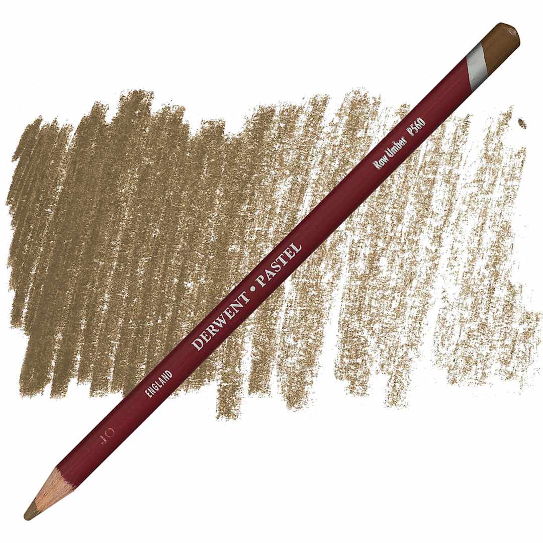 Open in modal - Derwent Pastel Pencil - Raw Umber pencil and swatch