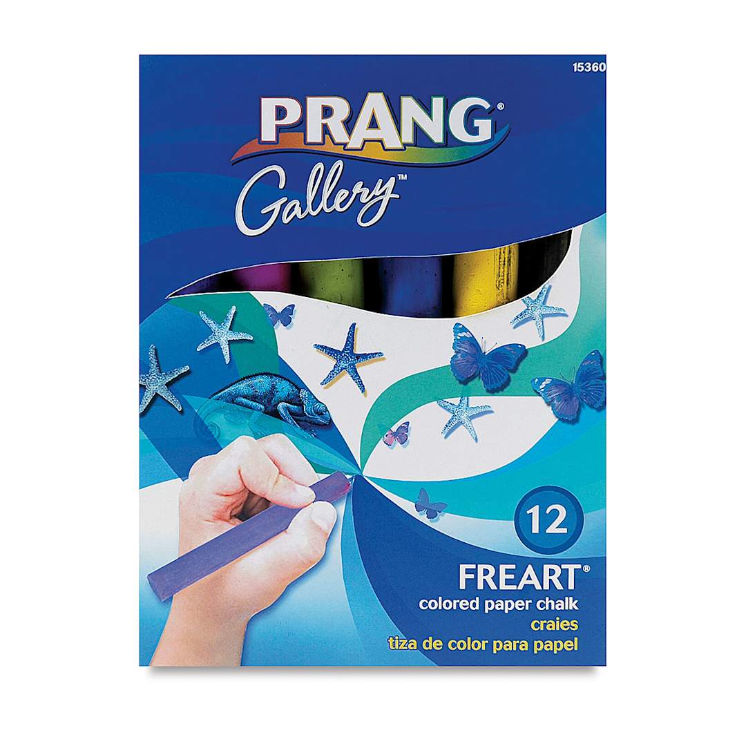 Open in modal - Prang Freart Large Drawing Chalk - Front of package of 12 assorted colors
