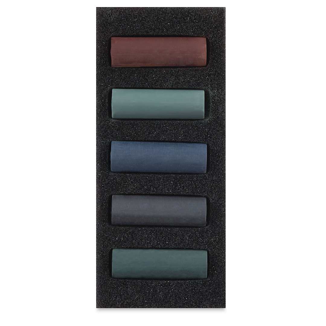 Open in modal - Rembrandt Soft Pastels Set of 5, Storm Greys, Half-Sticks. In package.