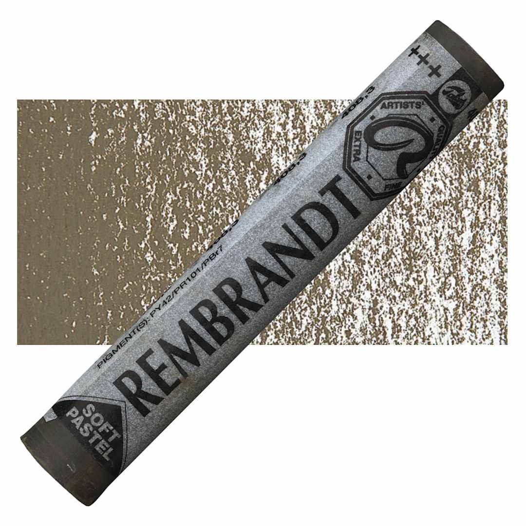 Open in modal - Rembrandt Soft Pastel - Raw Umber 408.3 pastel and swatch