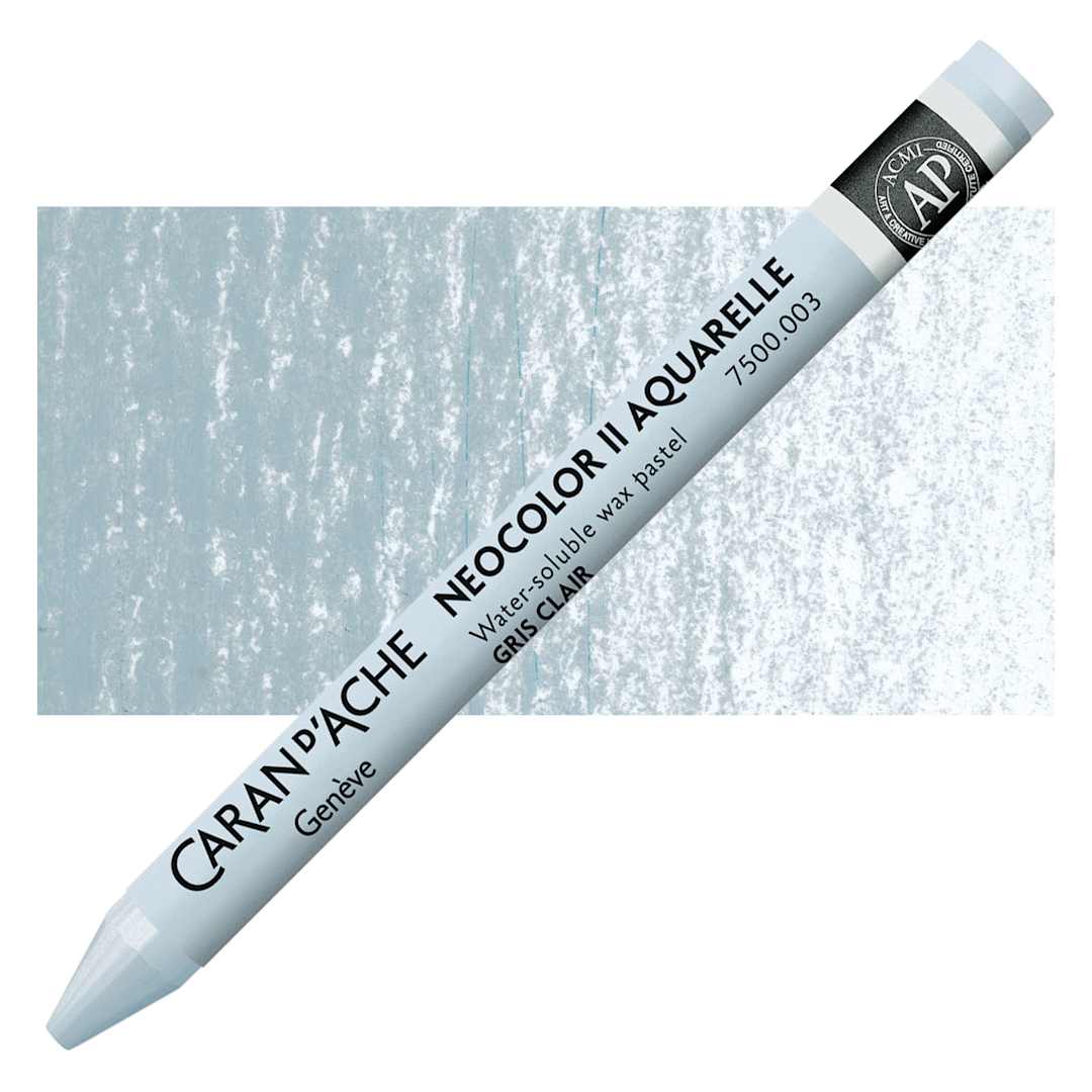 Open in modal - Caran d'Ache Neocolor II Aquarelle Artists' Pastel - Light Gray pastel and swatch